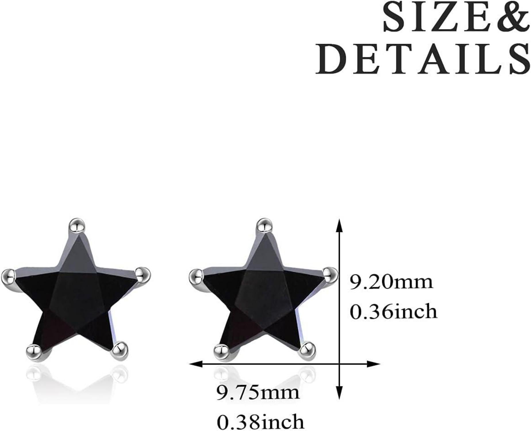 Sterne Ohrstecker 925 Sterling Silber Schwarz Frauen Mädchen Schmuck