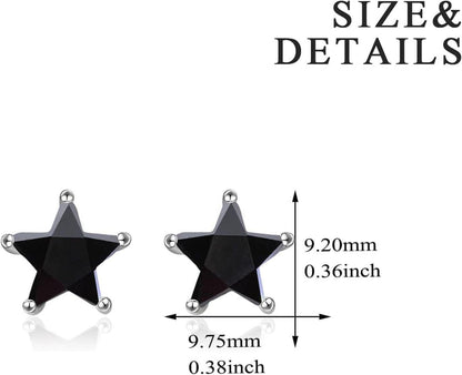 Sterne Ohrstecker 925 Sterling Silber Schwarz Frauen Mädchen Schmuck