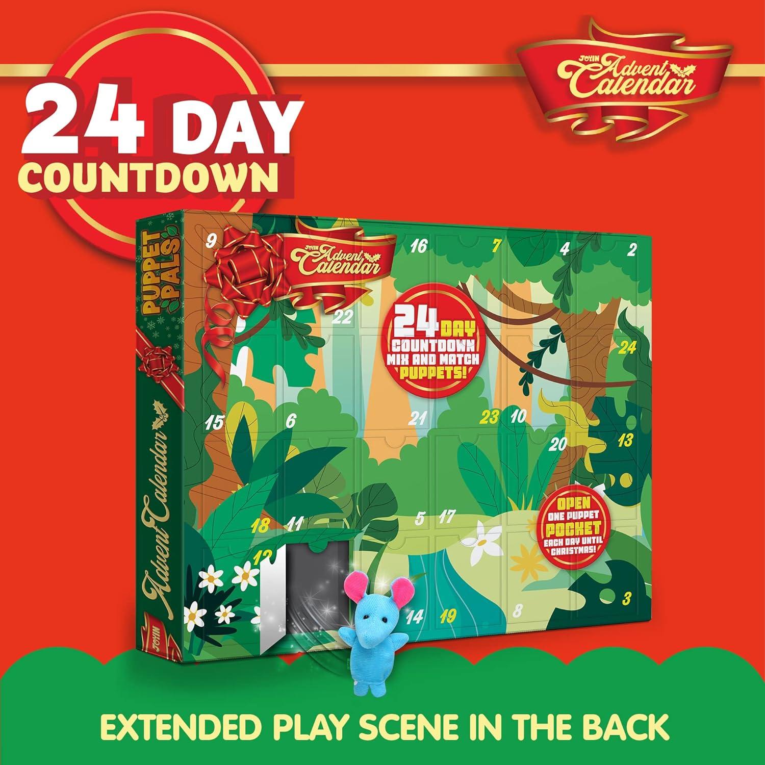 Weihnachts-Adventskalender 2024 mit Fingerpuppen für Mädchen, 24 Tage
