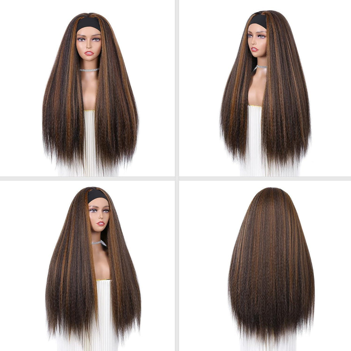 Kinky Straight Stirnbandperücke 66cm, 2A/30 Highlights