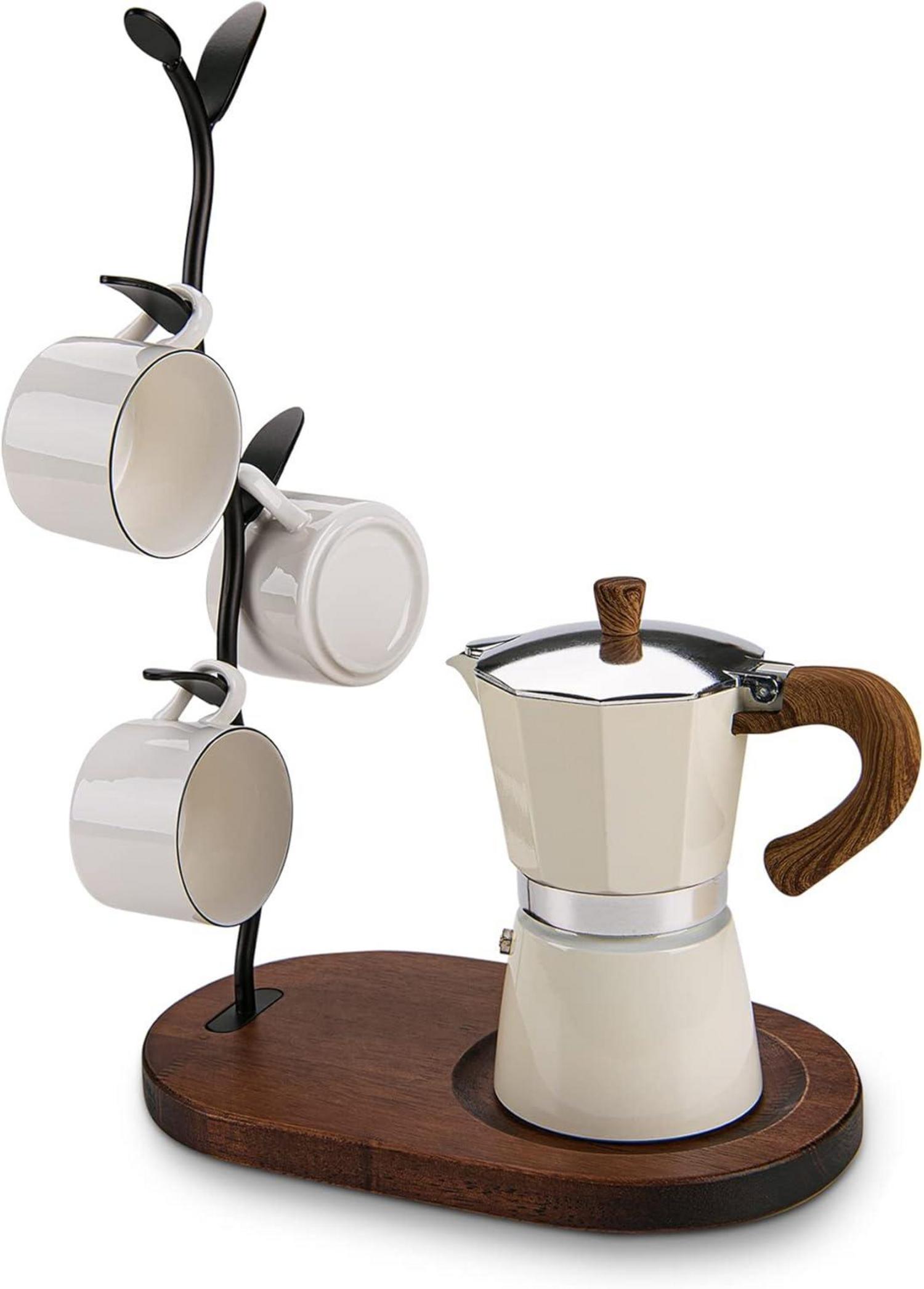 Kaffeetassen- und Teetassenhalter mit Blattmuster - Schwarz