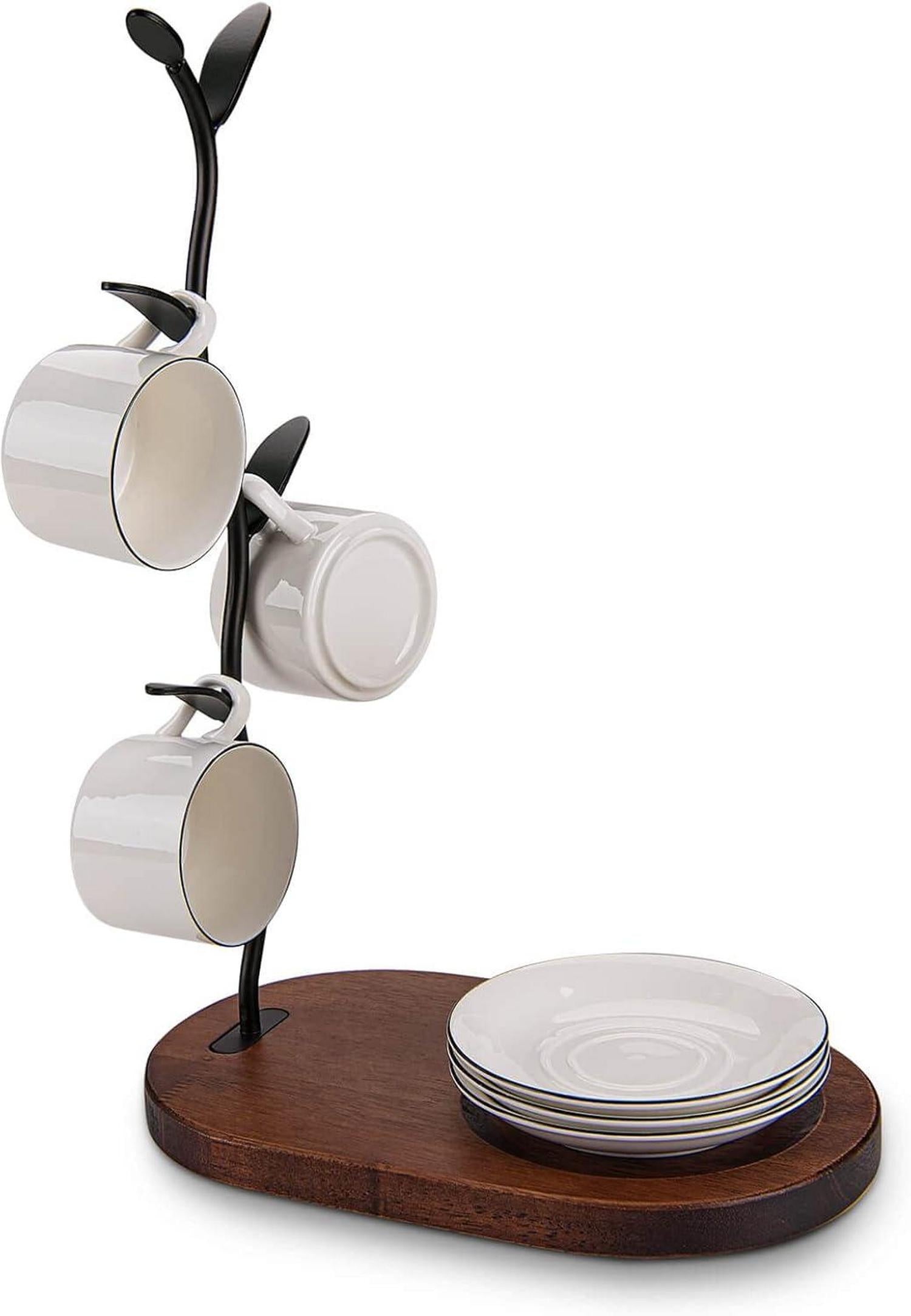 Tassenregal schwarz für Küche - Kaffeetassenhalter mit 4