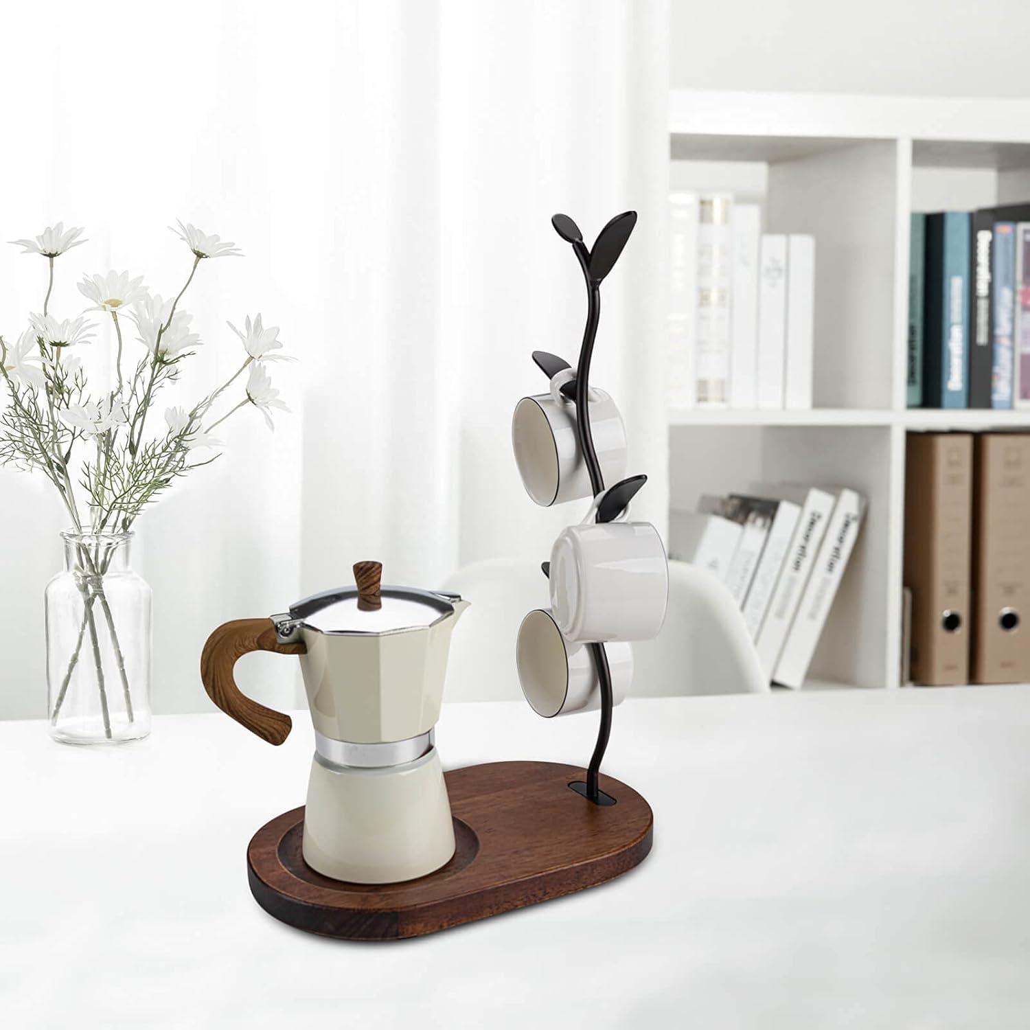 Tassenregal Schwarz Kaffeetassen Teetassen Baum 4 Haken Upgrades