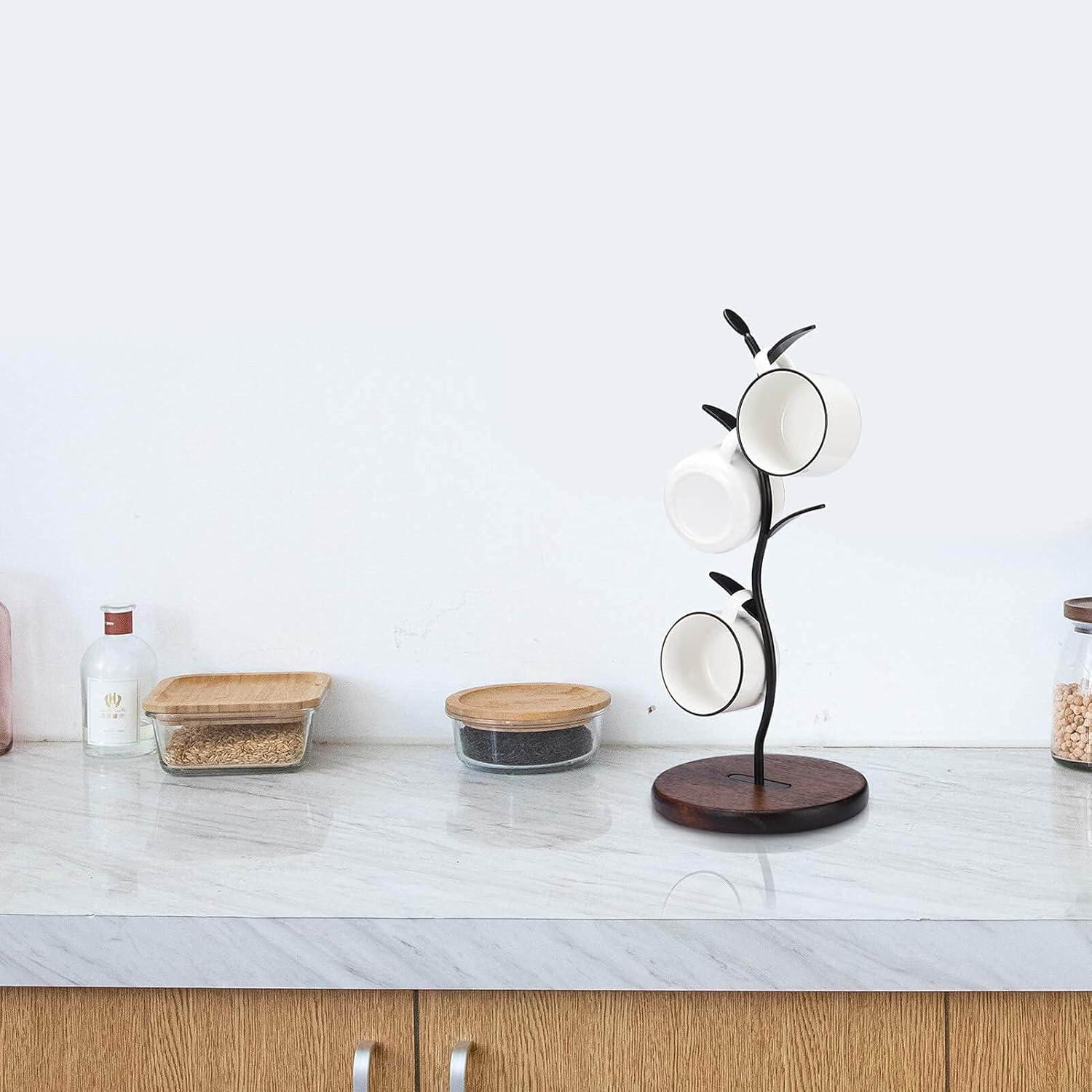 Tassenständer für Küche, Tassenhalter Becherregal 4 Haken