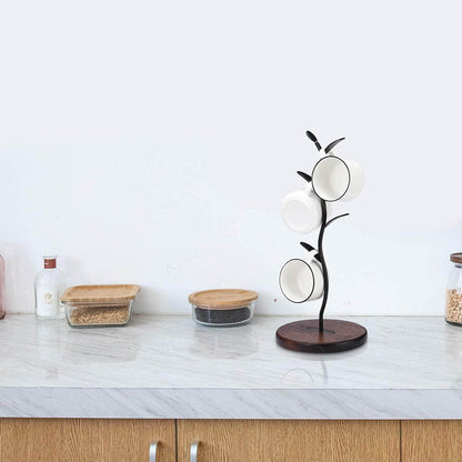 Tassenständer für Küche, Tassenhalter Becherregal 4 Haken