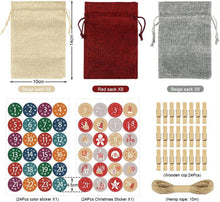 Adventskalender Stoffbeutel 24 Zahlenaufklebern DIY