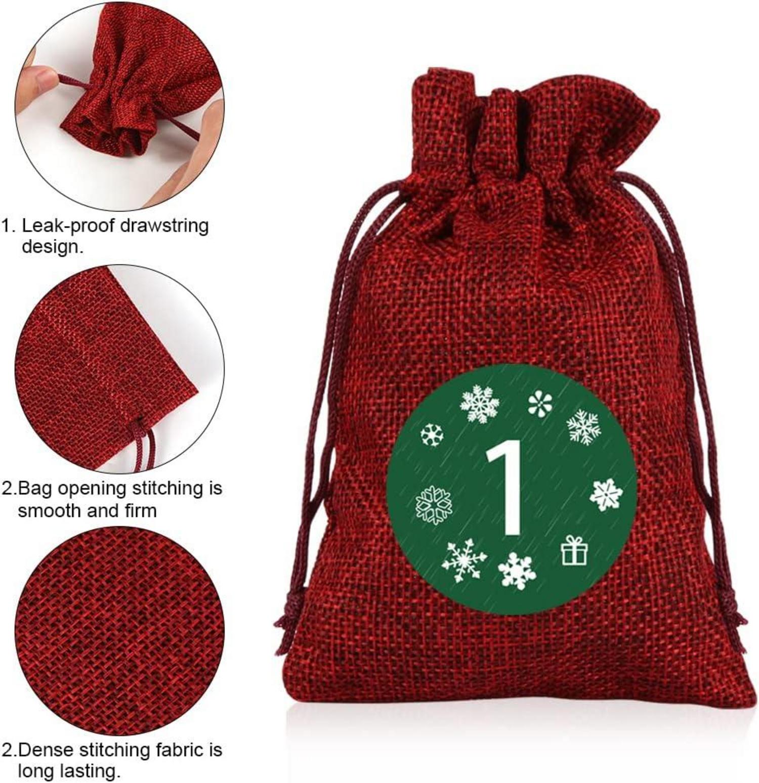 Adventskalender Stoffbeutel Weihnachten DIY Bastelset 24