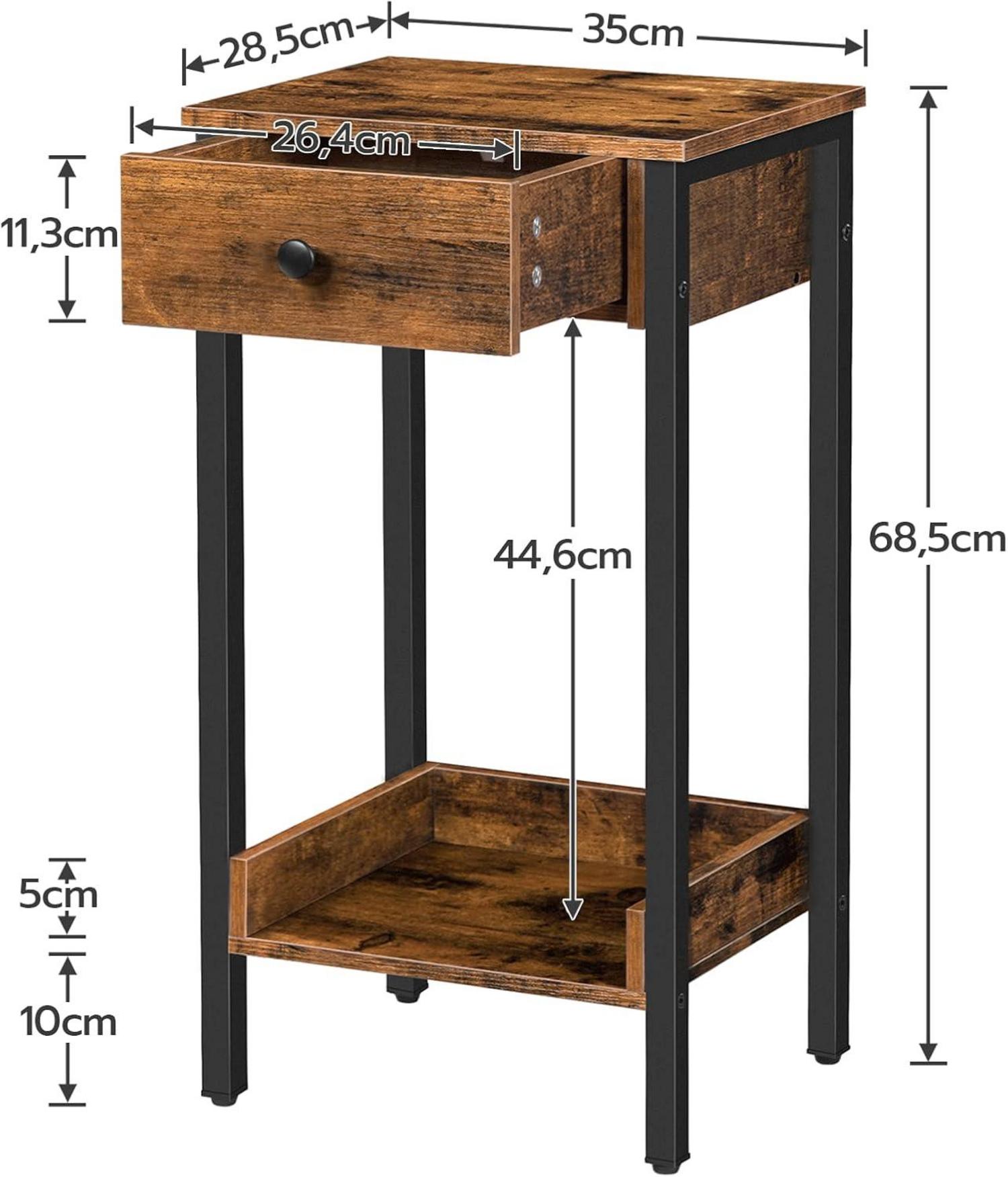 Beistelltisch mit Schublade und Ablage, Industriedesign