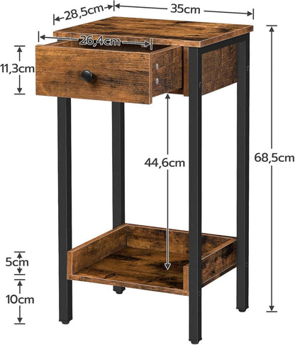 Beistelltisch mit Schublade und Ablage, Industriedesign