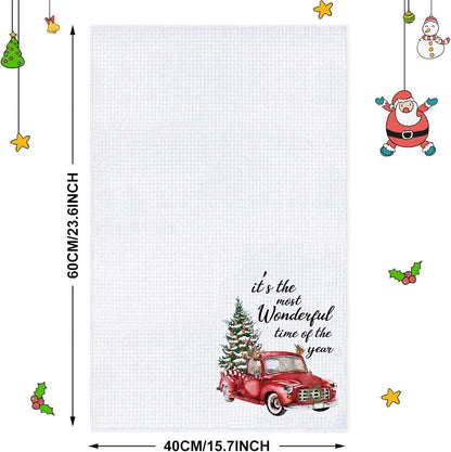 2er Set Weihnachten Rote LKW Geschirrtücher 15,7x23,6 Zoll