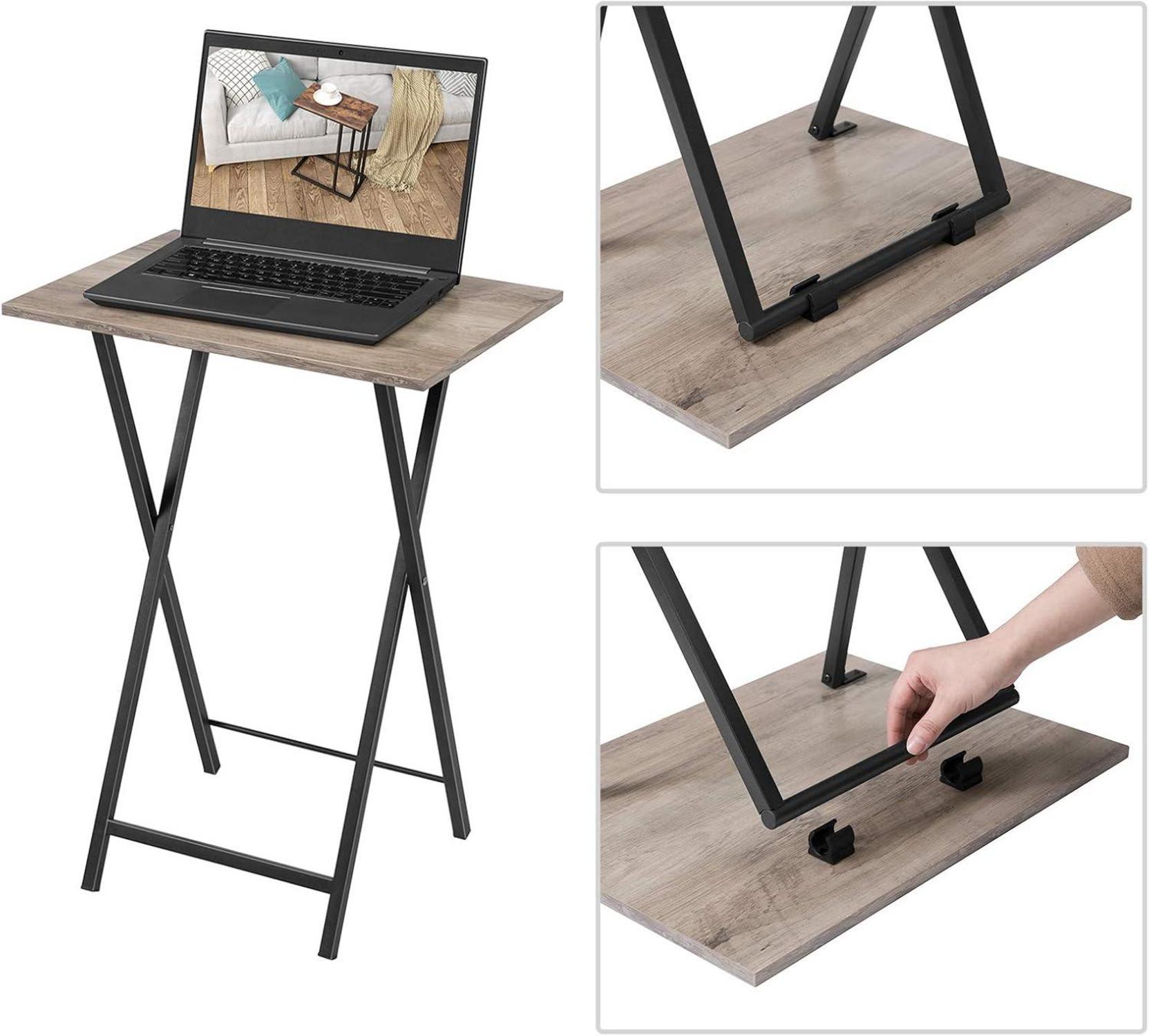 Beistelltisch Klappbar Tablett Tisch TV Tray Industriestil Greige-Schwarz