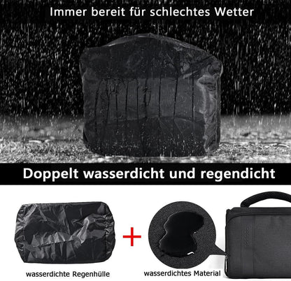 Kameratasche Fototasche für Spiegelreflexkameras mit Regenschutz in Schwarz