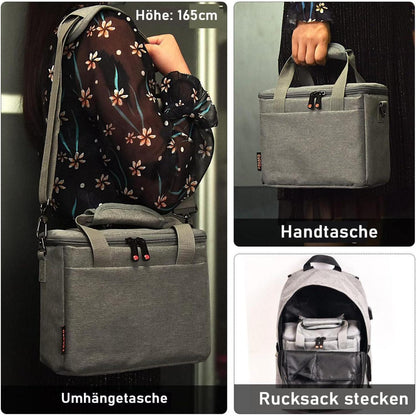 FOSOTO DSLR-Kameratasche Klein Grau für Nikon Canon Sony