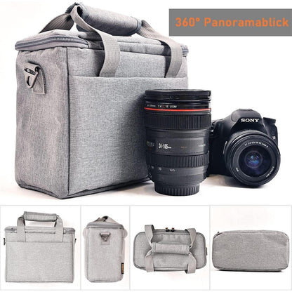 FOSOTO DSLR-Kameratasche Klein Grau für Nikon Canon Sony
