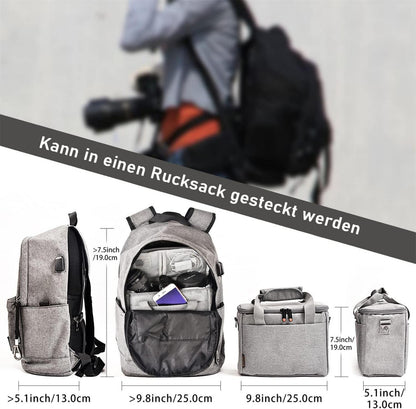 FOSOTO DSLR-Kameratasche Grau Regenschutz Nikon Canon Sony