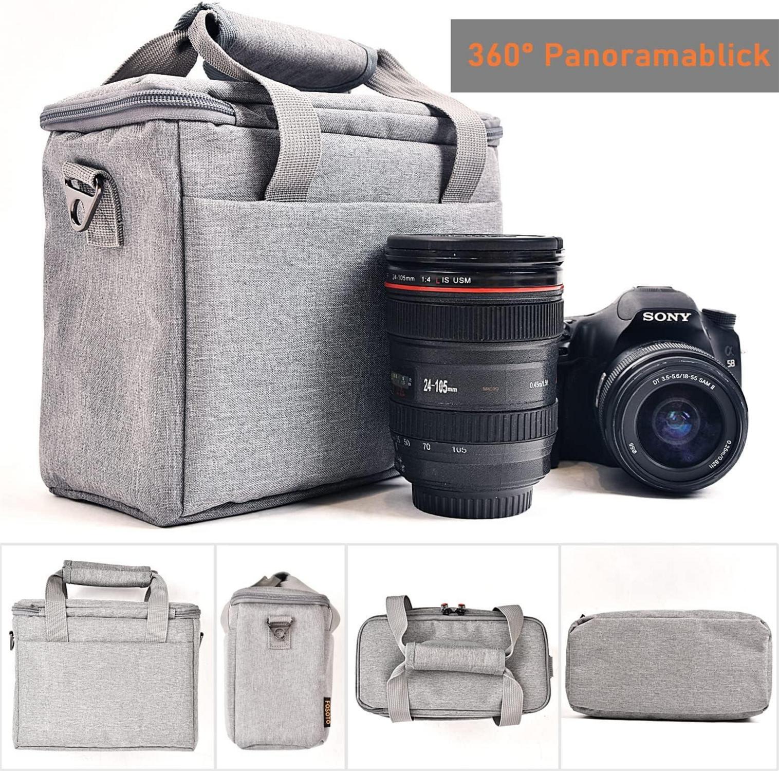 Kameratasche für DSLR Kameras Grau Regenschutz Nikon Canon Sony A6400