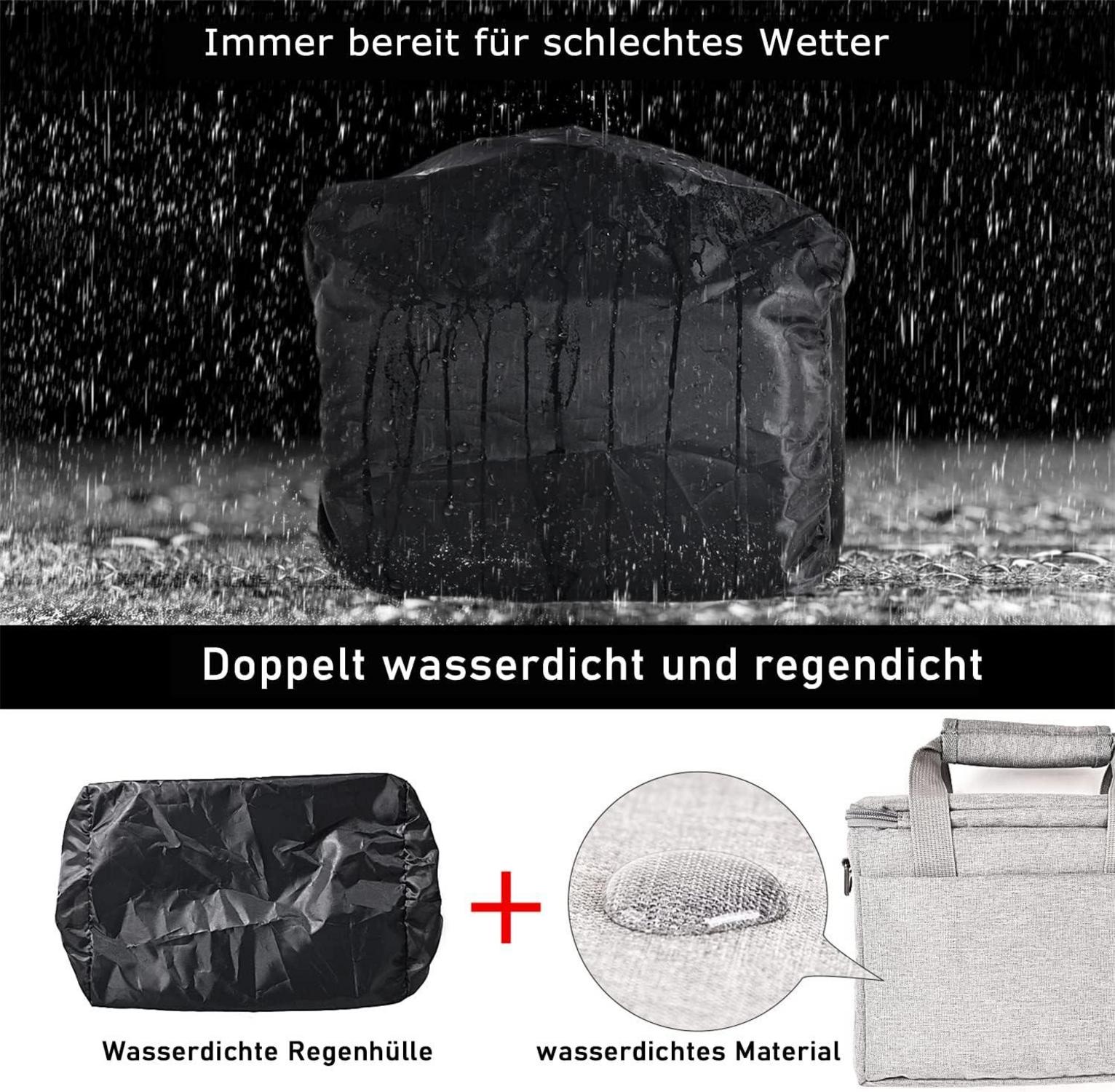 Kameratasche für DSLR Kameras Grau Regenschutz Nikon Canon Sony A6400