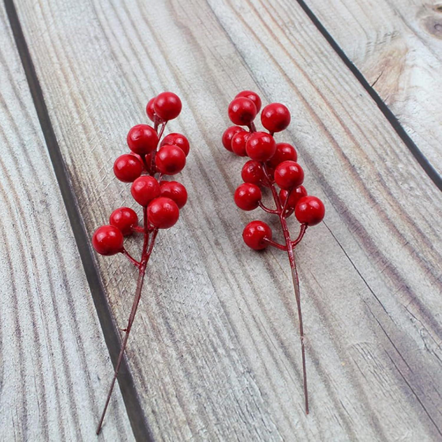 Künstliche Rote Beeren Mini Rot Holly Weihnachten Zweige 17cm