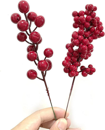 20 Stk Künstliche Rote Beeren Mini Beeren Zweige Weihnachtsdeko 17cm
