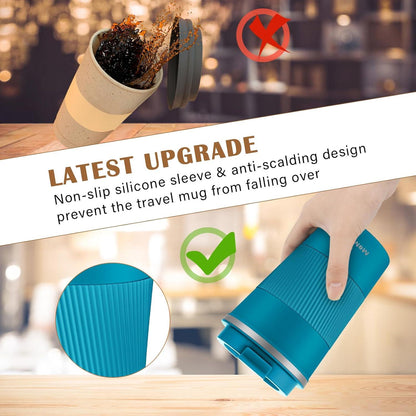 Thermobecher Isolierbecher 380ml Edelstahl Travel Mug Blau