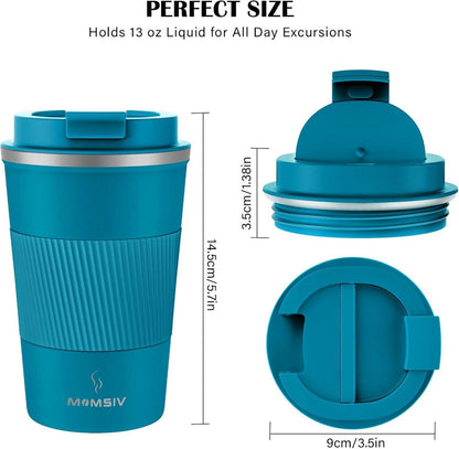 Thermobecher Edelstahl Isolierbecher 13oz Rutschfest Travel Mug Blau