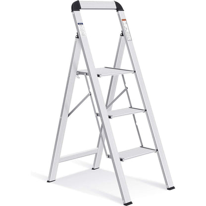 Klapptritt 3 Stufen mit Handlauf, Aluminium, bis 150 kg