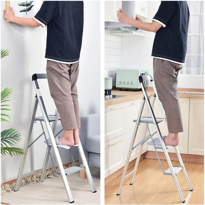 Klapptritt 3 Stufen mit Handlauf, Aluminium, bis 150 kg