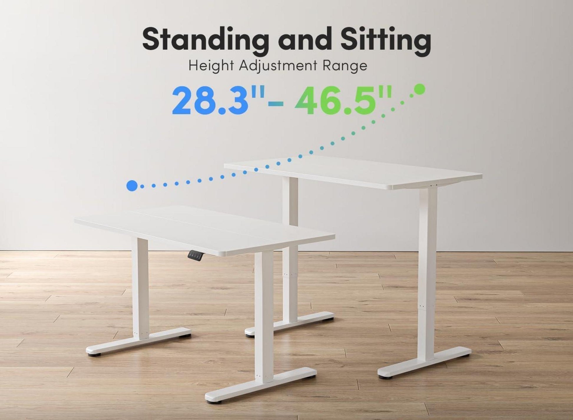 FEZIBO Elektrischer Schreibtisch 140 x 60 cm Memory-Steuerung Anti-Kollisions-Technologie White
