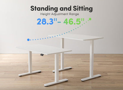 FEZIBO Elektrischer Schreibtisch 140 x 60 cm Memory-Steuerung Anti-Kollisions-Technologie White