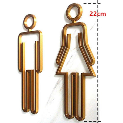 Unisex Toiletten-WC-Schilder Set Schwarz/Gold/Silber Acryl