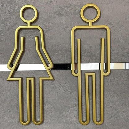 Unisex Toiletten-WC-Schilder Set Schwarz/Gold/Silber Acryl