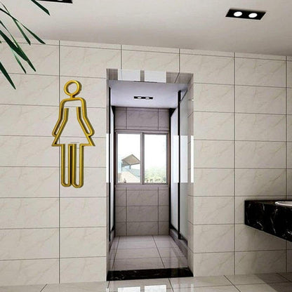 Unisex Toiletten-WC-Schilder Set Schwarz/Gold/Silber Acryl