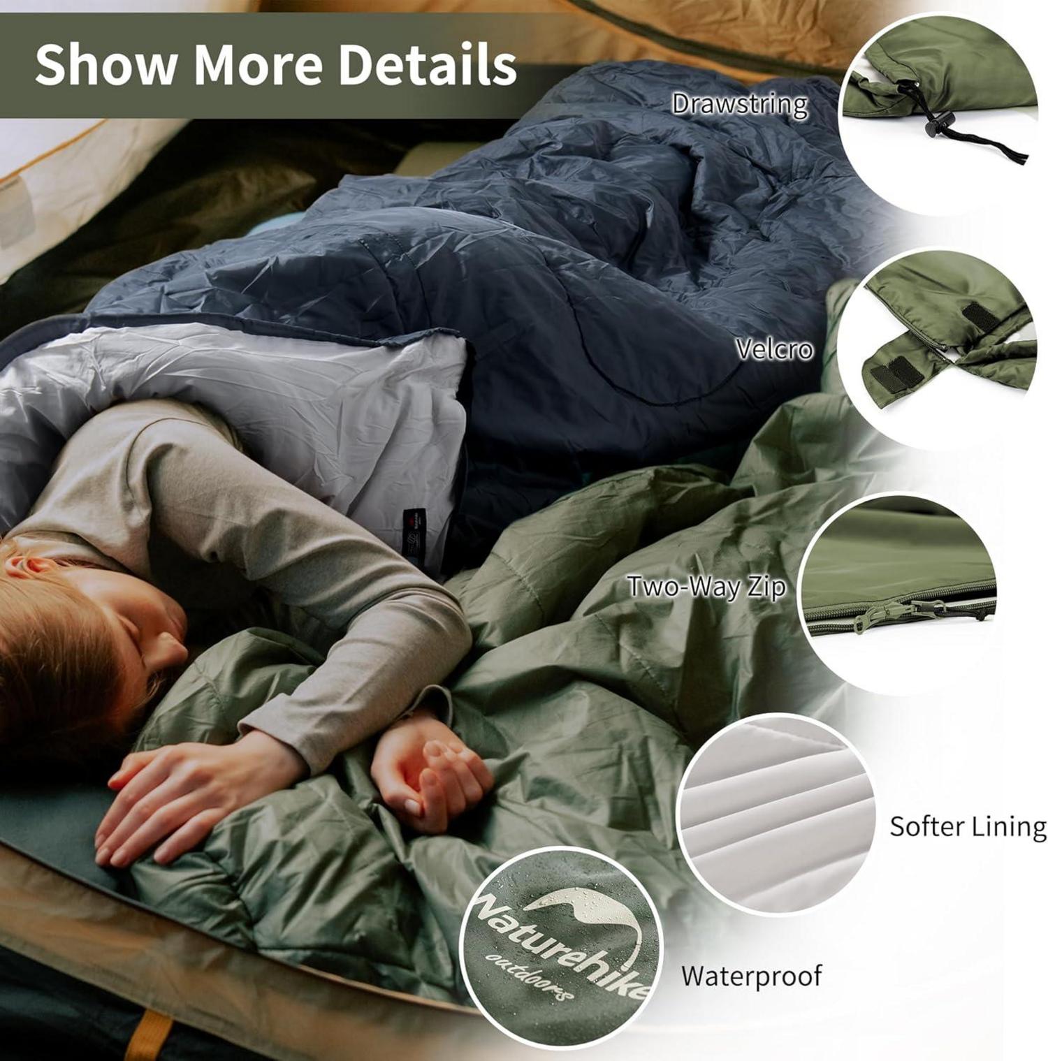 Deckenschlafsack 3 Jahreszeit Wasserdicht Ultraleicht Camping 220 x 85CM