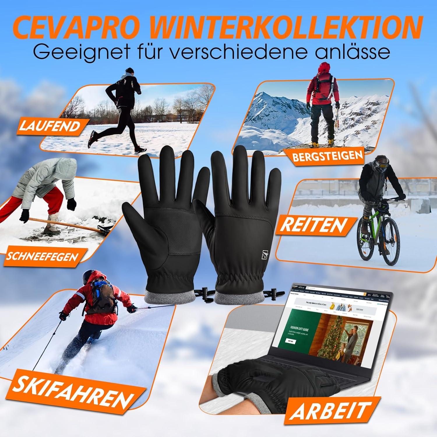 Winterhandschuhe wasserdicht Skihandschuhe Snowboard Schwarz