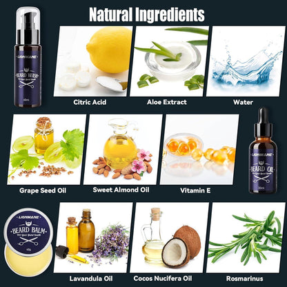 Löwenmähne Bartset Männer Pflege Shampoo Öl Balsam