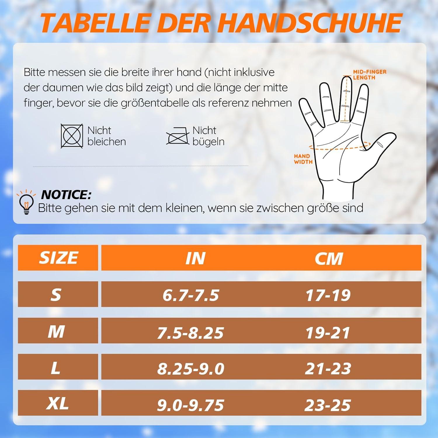 Winterhandschuhe wasserdicht Ski Snowboard Touchscreen Schwarz XL