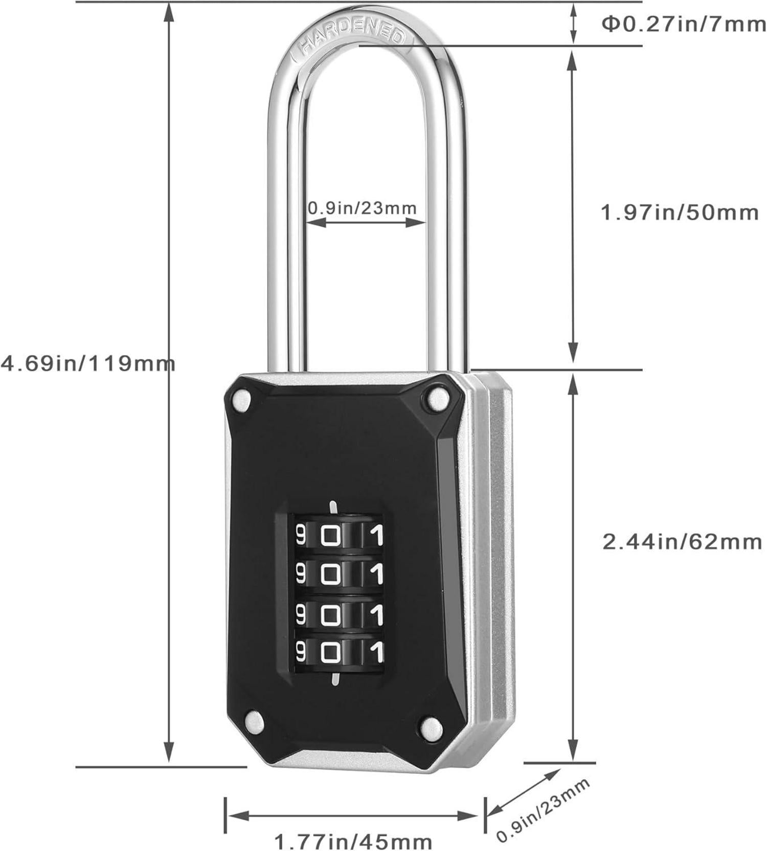 ZHEGE Zahlenschloss Vorhängeschloss 57mm Langer Bügel Reset Schutzabdeckung
