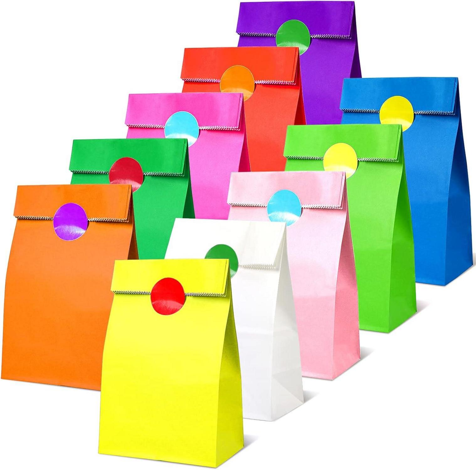 Papiertüten 50 Stück Geschenktüten Kindergeburtstag mit Aufkleber