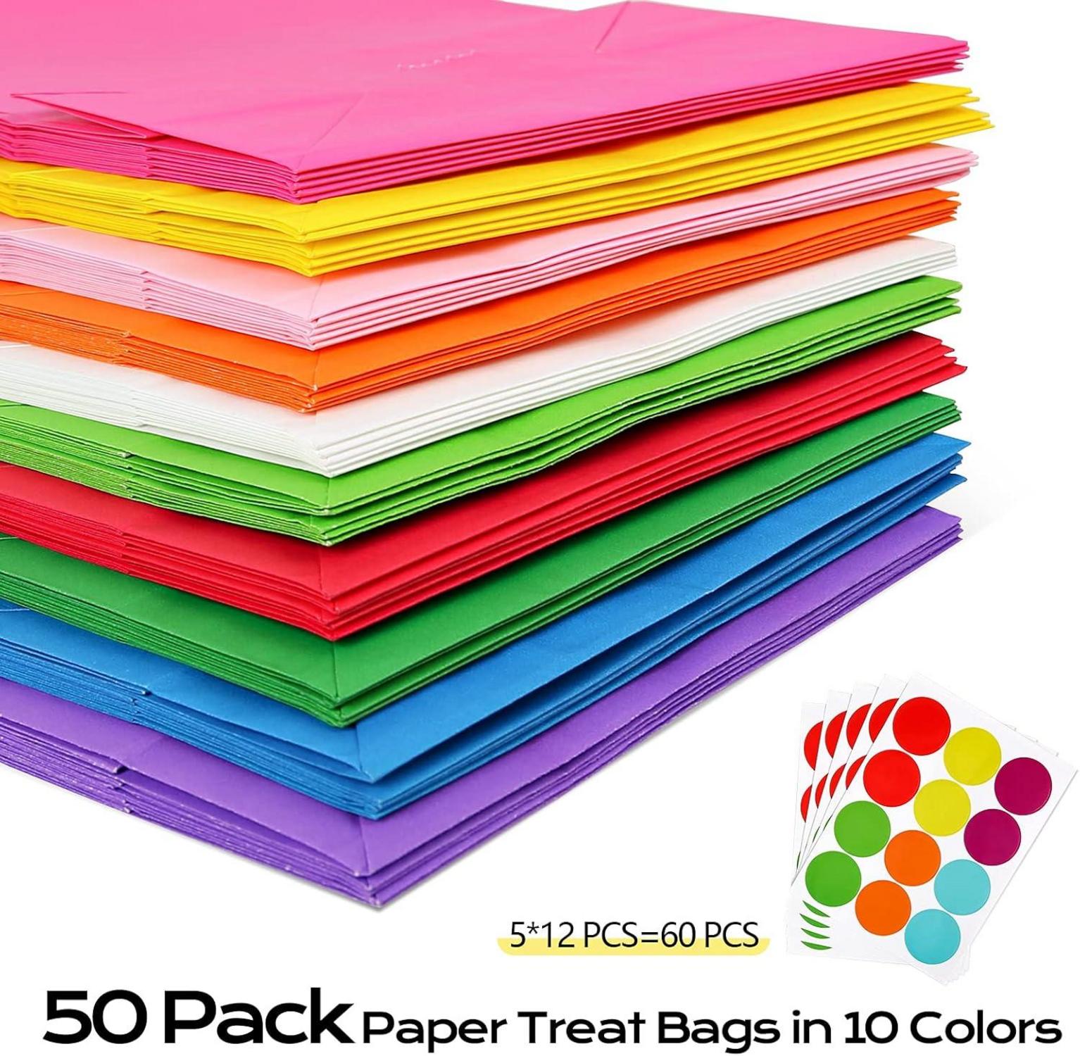 Kraftpapier Partytüten Kindergeburtstag 50 Stk. bunt 60 Aufkleber