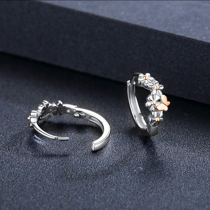 Blumen Ohrringe 925 Sterling Silber Schmetterlinge Creolen