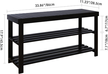 Schuhbank Schuhregal Bambus Schuhschrank Sitzbank 3 Ablagen Standregal