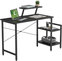 Schreibtisch mit Regalen und Monitorständer, 100 x 50 cm, Schwarz
