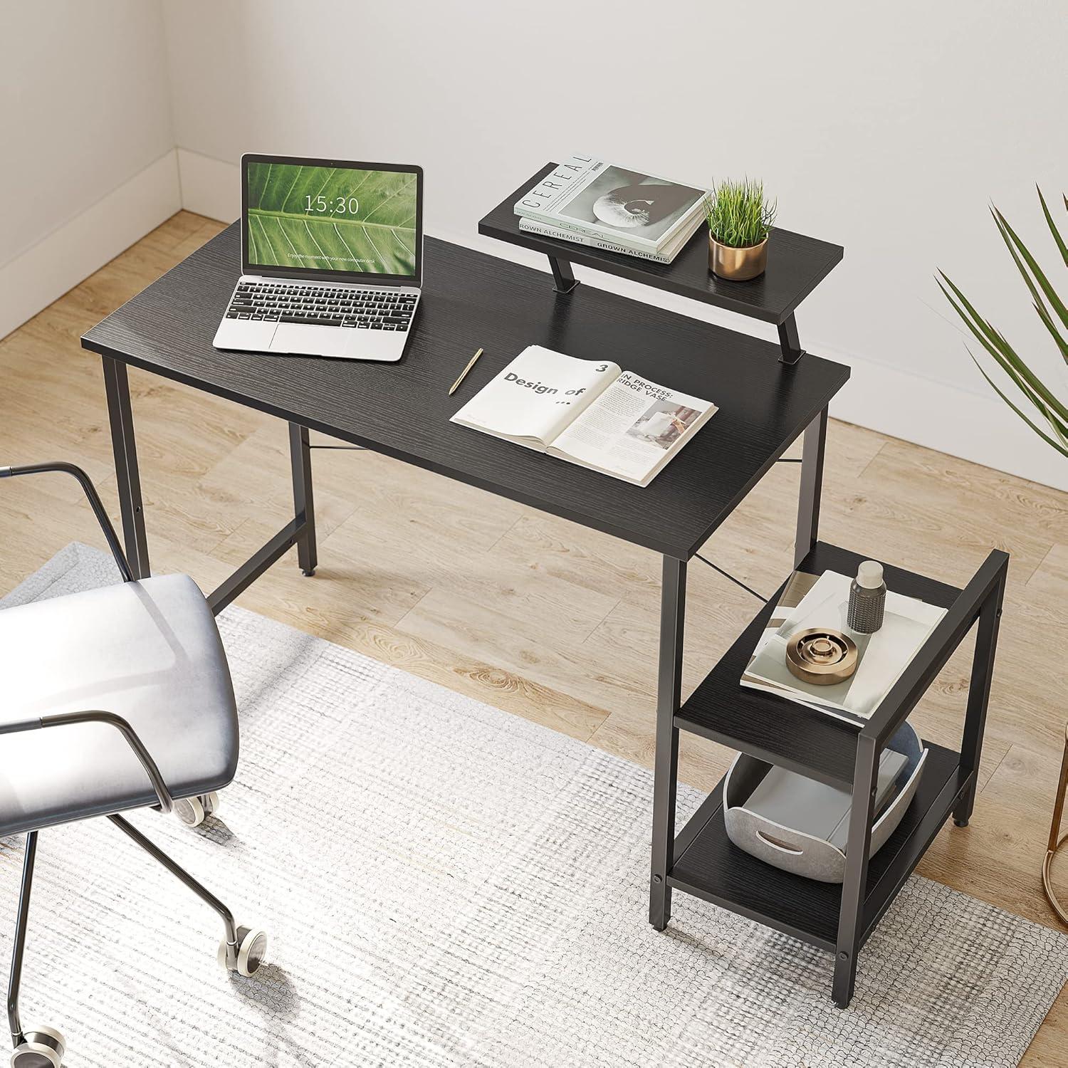 Kleiner Schreibtisch mit Regalen und Monitorständer 100x50