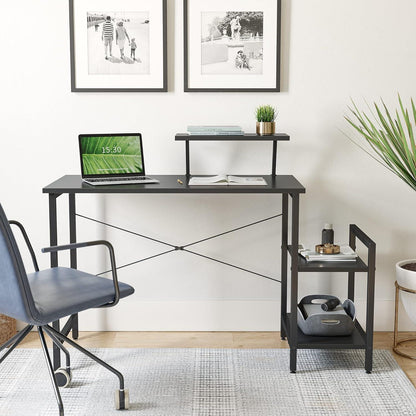 Kleiner Schreibtisch mit Regalen und Monitorständer 100x50 cm - Schwarz