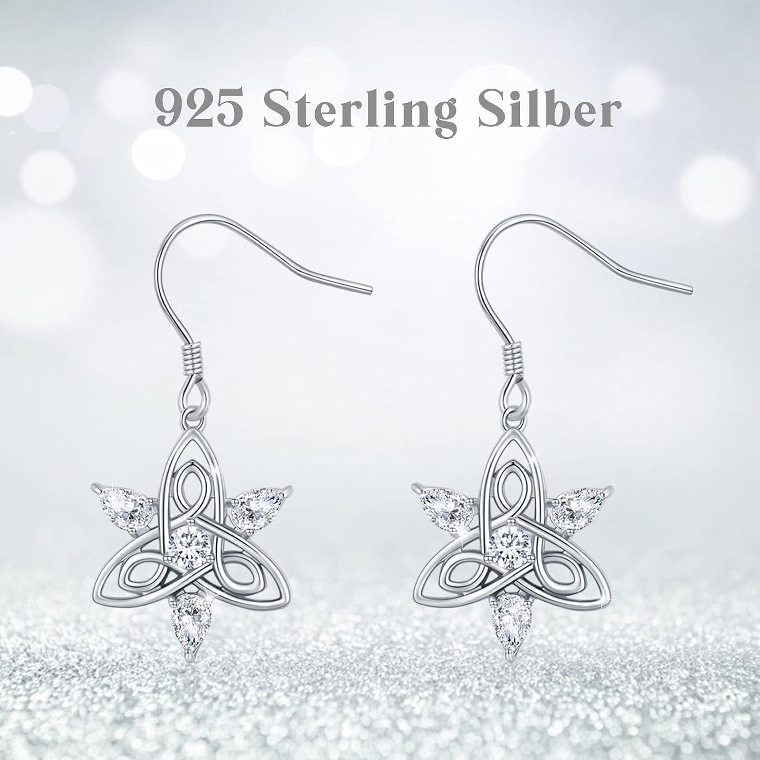 925 Sterling Silber Damen Mond Ohrringe Hypoallergene Stern Baumel