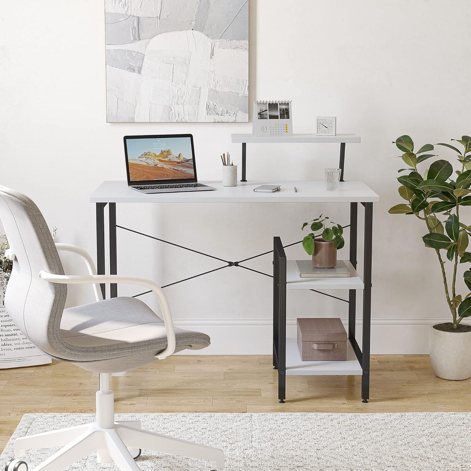 Schreibtisch 100x50 cm mit Regalen und Monitorständer in