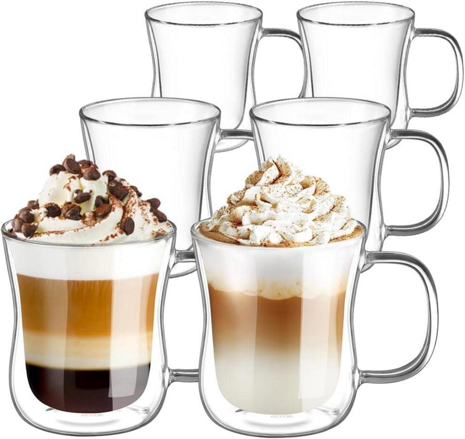 Doppelwandige Latte Macchiato Gläser Set 350ml 6er Pack
