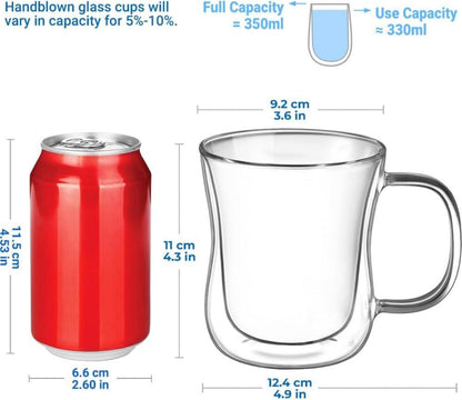 Doppelwandige Latte Macchiato Gläser Set 350ml 6er Pack