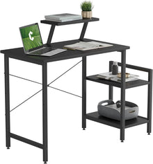 Kleiner Schreibtisch mit mobilen Regalen und Monitorständer 80x50