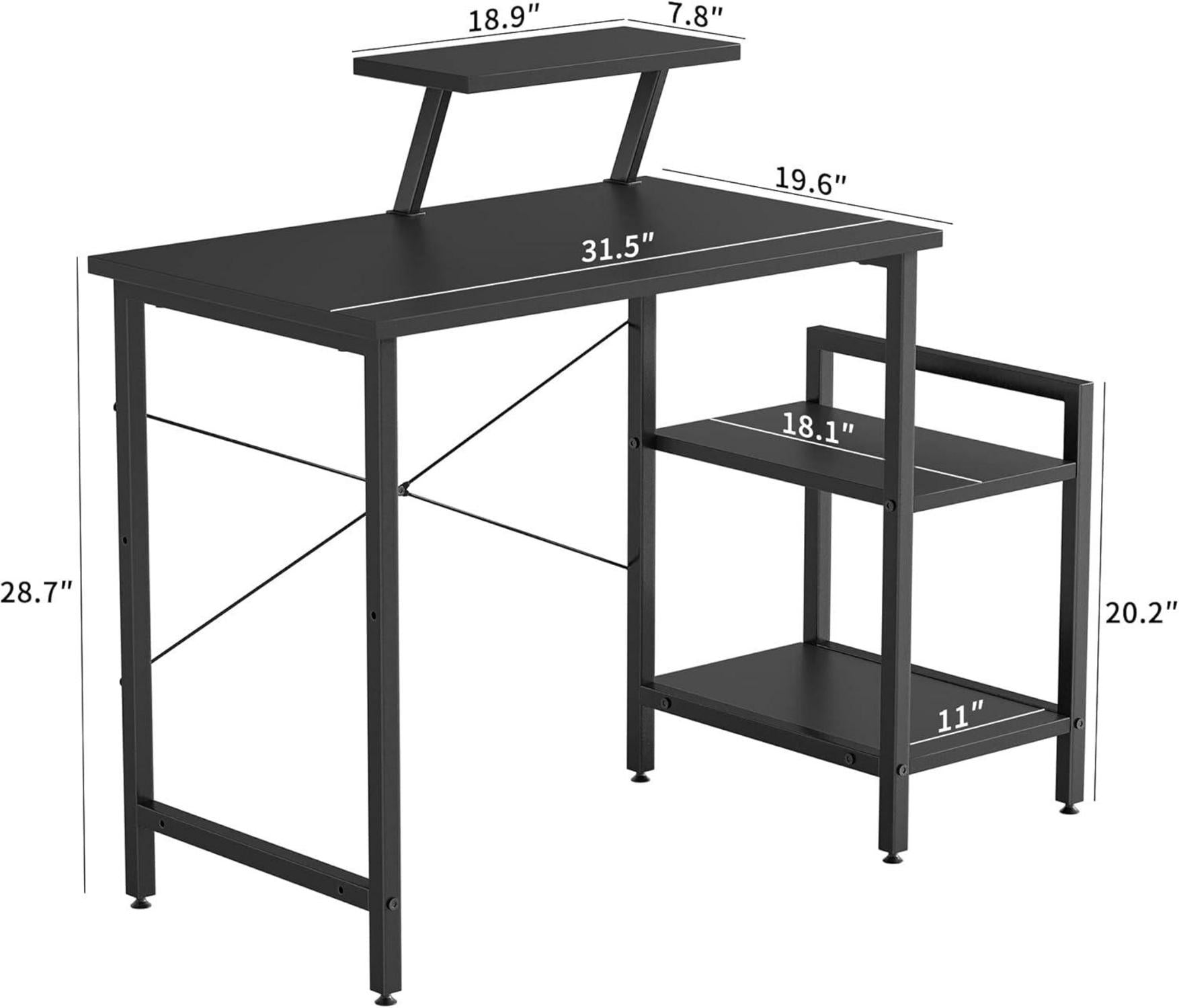 Kleiner Schreibtisch mit mobilen Regalen und Monitorständer 80x50